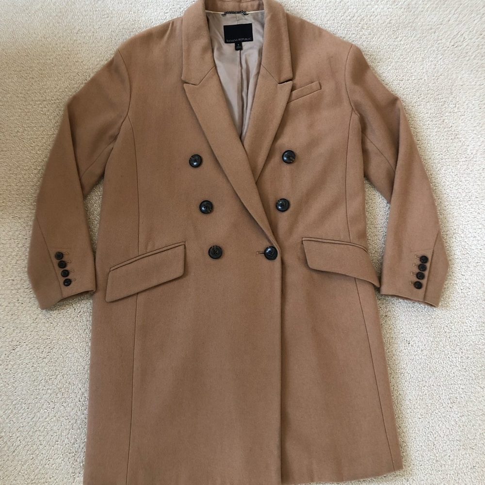 Banana Republic Wool Camel Double Breasted Coat